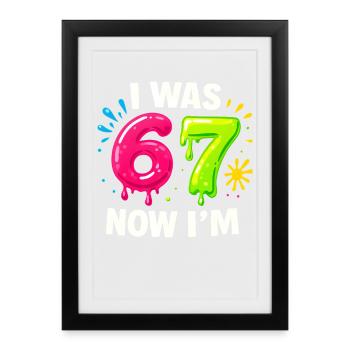 7th Birthday Kids 67 Meme Humor Gift Idea - Framed poster (27 × 37 cm) - black - Front