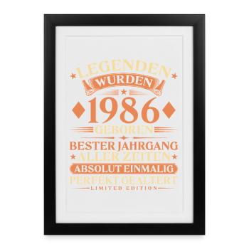 Legenden wurden 1986 geboren – 40. Geburtstag - Gerahmtes Poster (27 × 37 cm) - Schwarz - Vorne