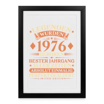 Legenden wurden 1976 geboren – 50. Geburtstag - Gerahmtes Poster (27 × 37 cm) - Schwarz - Vorne