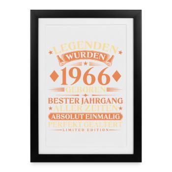 Legenden wurden 1966 geboren – 60. Geburtstag - Gerahmtes Poster (27 × 37 cm) - Schwarz - Vorne