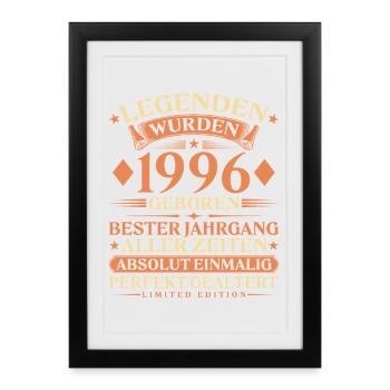 Legenden wurden 1996 geboren – 30. Geburtstag - Gerahmtes Poster (27 × 37 cm) - Schwarz - Vorne