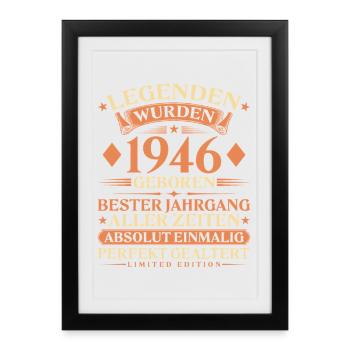 Legenden wurden 1946 geboren – 80. Geburtstag - Gerahmtes Poster (27 × 37 cm) - Schwarz - Vorne
