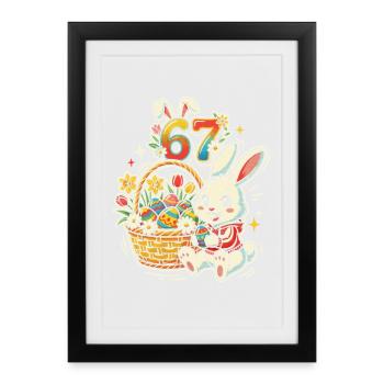 Lapin de Pâques avec œuf de Pâques coloré 67 - Affiche encadrée (27 × 37 cm) - noir - Devant