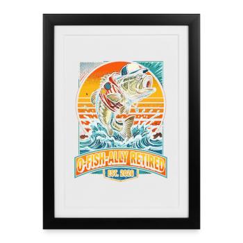 O-Fish-ally, pêcheur retraité Retro - Affiche encadrée (27 × 37 cm) - noir - Devant