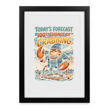 Capitaine crabe – 100 % crabes - Affiche encadrée (27 × 37 cm) - noir - Devant