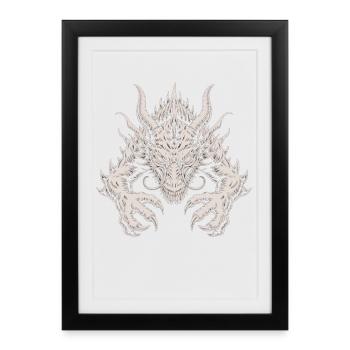 T-shirt Dragon Fantastique – Dragon Mythologique - Affiche encadrée (27 × 37 cm) - noir - Devant