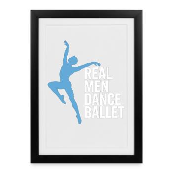 T-shirt de ballet de danse masculine – Danseur de ballet - Affiche encadrée (27 × 37 cm) - noir - Devant