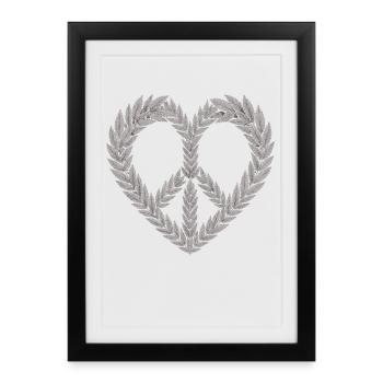 T-shirt en forme de cœur au cannabis – Amour de feuilles de chanvre - Affiche encadrée (27 × 37 cm) - noir - Devant