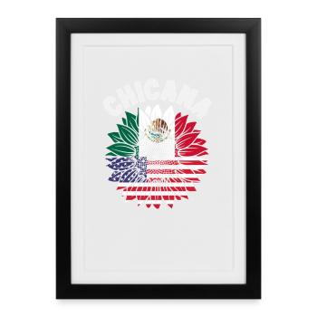 Fierté du Mexique & Maison Drapeau du Mexique - Affiche encadrée (27 × 37 cm) - noir - Devant