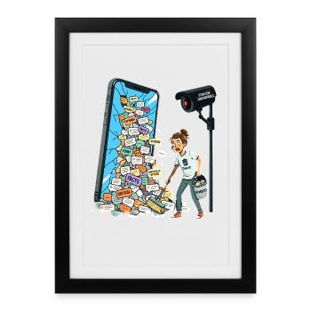 Chatkontrolle Nein Danke Meinungsfreiheit Zensur - Gerahmtes Poster (27 × 37 cm) - Schwarz - Vorne