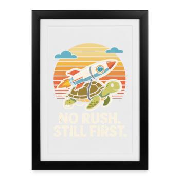 Pas de précipitation toujours Premier Turtle Rocket Rétro drôle - Affiche encadrée (27 × 37 cm) - noir - Devant