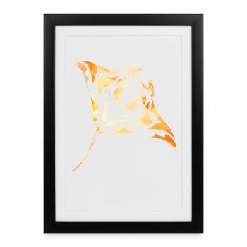 MantaRayGold - Gerahmtes Poster (27 × 37 cm) - Schwarz - Vorne