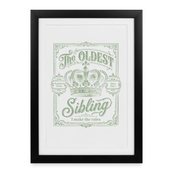 L’aîné des frères ou sœurs que je crée Le blason vintage des règles - Affiche encadrée (27 × 37 cm) - noir - Devant