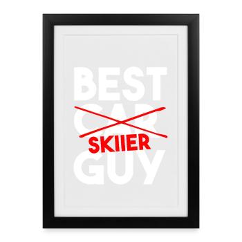Best Skier Guy Funny Winter Sports Correction - Framed poster (27 × 37 cm) - black - Front