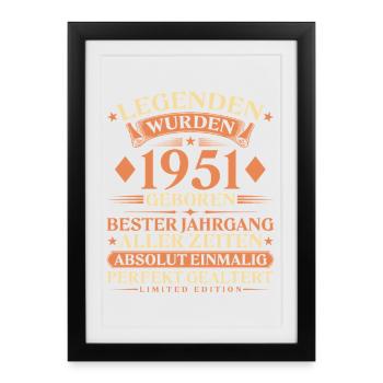 Legenden wurden 1951 geboren – 75. Geburtstag - Gerahmtes Poster (27 × 37 cm) - Schwarz - Vorne