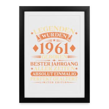 Legenden wurden 1961 geboren – 65. Geburtstag - Gerahmtes Poster (27 × 37 cm) - Schwarz - Vorne