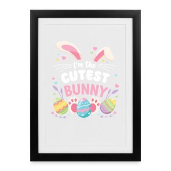 Je suis le lapin le plus mignon ma chérie - Affiche encadrée (27 × 37 cm) - noir - Devant