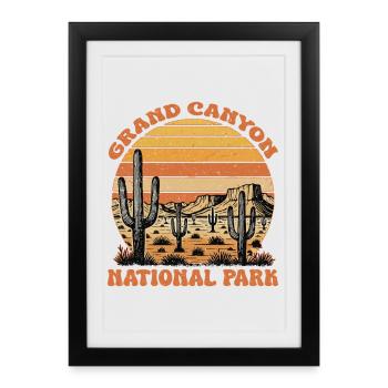 Parc national du Grand Canyon Rétro - Affiche encadrée (27 × 37 cm) - noir - Devant