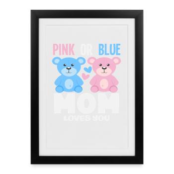 Maman rose ou bleue t’aime - Affiche encadrée (27 × 37 cm) - noir - Devant