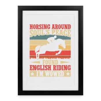 Cavalier amateur de cavalier autour de l’équitation anglaise - Affiche encadrée (27 × 37 cm) - noir - Devant