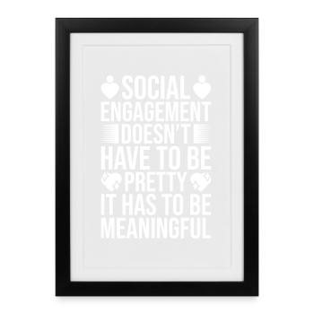Citation d’un travailleur social doit avoir un sens social - Affiche encadrée (27 × 37 cm) - noir - Devant