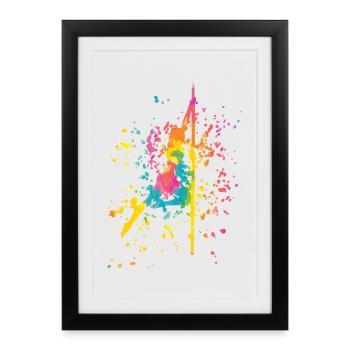 Pole Dance Bar Fitness Femmes Pole Danse - Affiche encadrée (27 × 37 cm) - noir - Devant