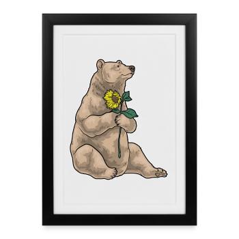 Bear Sunflower - Framed poster (27 × 37 cm) - black - Front