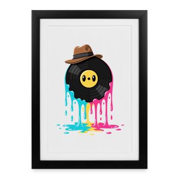 Disque vinyle Vinyle rétro - Affiche encadrée (27 × 37 cm) - noir - Devant