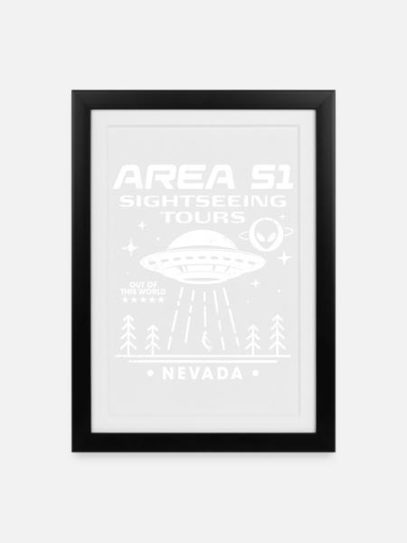 Area 51 Besichtigungstouren - Gerahmtes Poster (27 × 37 cm) - Schwarz