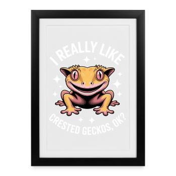 Crowned Gecko Sayings Funny Crowned Gecko Gift - Framed poster (27 × 37 cm) - black - Front