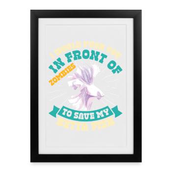 Aquarium Poissonnier Siamois Propriétaire de Poissons Combattants - Affiche encadrée (27 × 37 cm) - noir - Devant