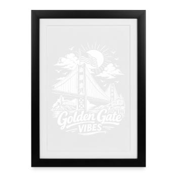 Golden Gate Vibes Monument de la Skyline de San Francisco - Affiche encadrée (27 × 37 cm) - noir - Devant