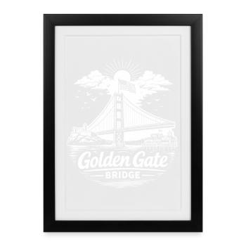 Golden Gate Bridge San Francisco Kalifornien - Gerahmtes Poster (27 × 37 cm) - Schwarz - Vorne
