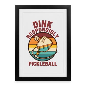 Pickleball Dink Joueur responsable drôle de cornichon - Affiche encadrée (27 × 37 cm) - noir - Devant