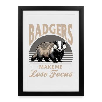 Blaireau animal drôle - Affiche encadrée (27 × 37 cm) - noir - Devant