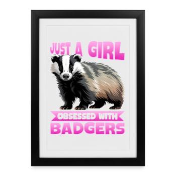 Blaireau animal drôle - Affiche encadrée (27 × 37 cm) - noir - Devant