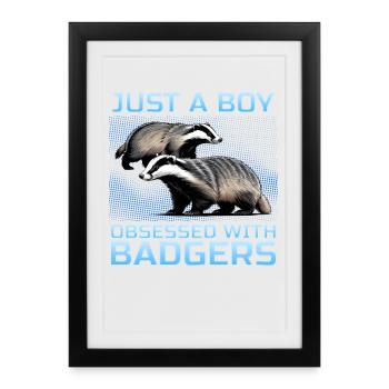 Blaireau animal drôle - Affiche encadrée (27 × 37 cm) - noir - Devant