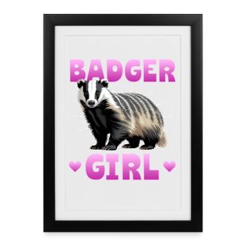 Blaireau animal drôle - Affiche encadrée (27 × 37 cm) - noir - Devant