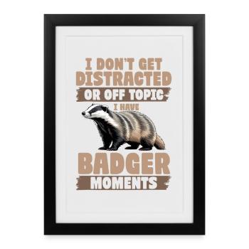 Blaireau animal drôle - Affiche encadrée (27 × 37 cm) - noir - Devant