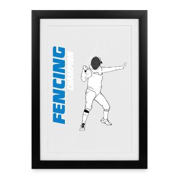 Fencing - Fechten - Fechter - Fechtkampf - Framed poster (27 × 37 cm) - black - Front