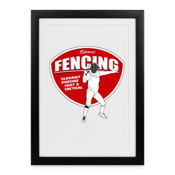 Fencing - Fechten - Fechter - Fechtkampf - Framed poster (27 × 37 cm) - black - Front