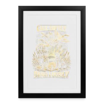 Cri de chasse aux canards se vante doucement bruyamment - Affiche encadrée (27 × 37 cm) - noir - Devant