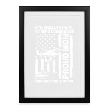 Fière Maman ROUGE Le héros du vendredi rentre à la maison - Affiche encadrée (27 × 37 cm) - noir - Devant