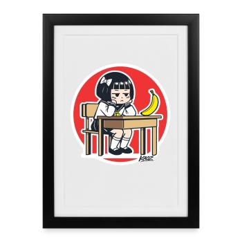 Deskbound Bored Student Banana - Framed poster (27 × 37 cm) - black - Front