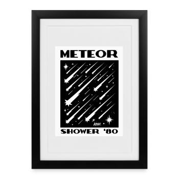 Meteor Shower 80s Retro Print - Framed poster (27 × 37 cm) - black - Front
