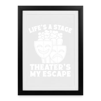 La vie théâtrale est un acteur de scène Théâtre musical - Affiche encadrée (27 × 37 cm) - noir - Devant