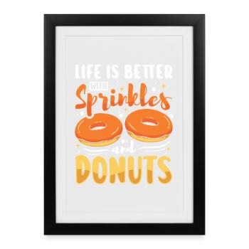 Donut fast food - Framed poster (27 × 37 cm) - black - Front
