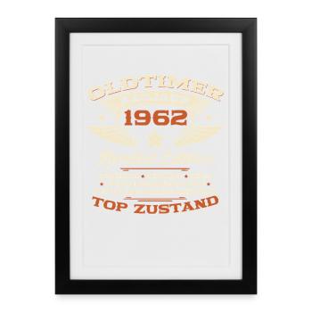64. Geburtstag Geschenk Mann Oldtimer 1962 Legende - Gerahmtes Poster (27 × 37 cm) - Schwarz - Vorne