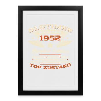 74e anniversaire cadeau Man Vintage 1952 Legend - Affiche encadrée (27 × 37 cm) - noir - Devant