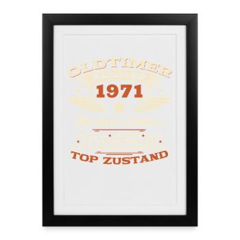 55. Geburtstag Geschenk Mann Oldtimer 1971 Legende - Gerahmtes Poster (27 × 37 cm) - Schwarz - Vorne